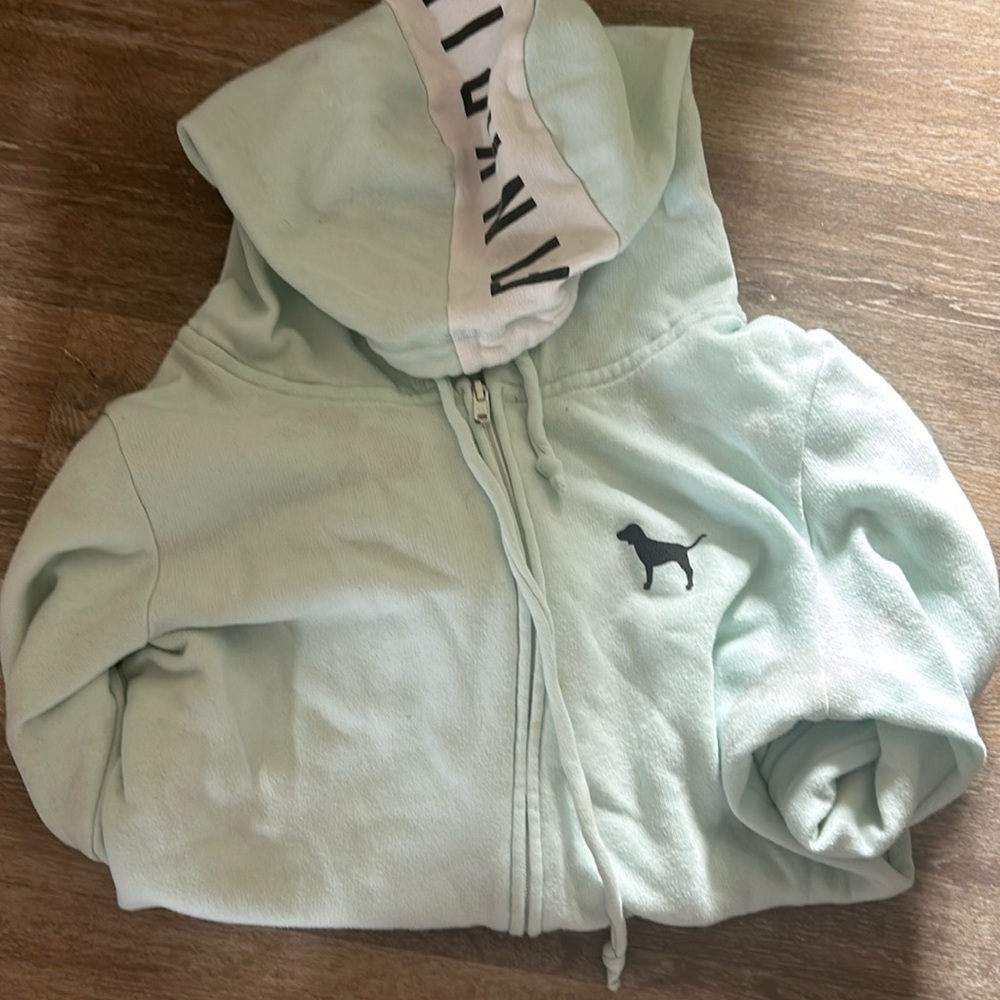 Early 2000’s style baby blue Victoria secret zip up